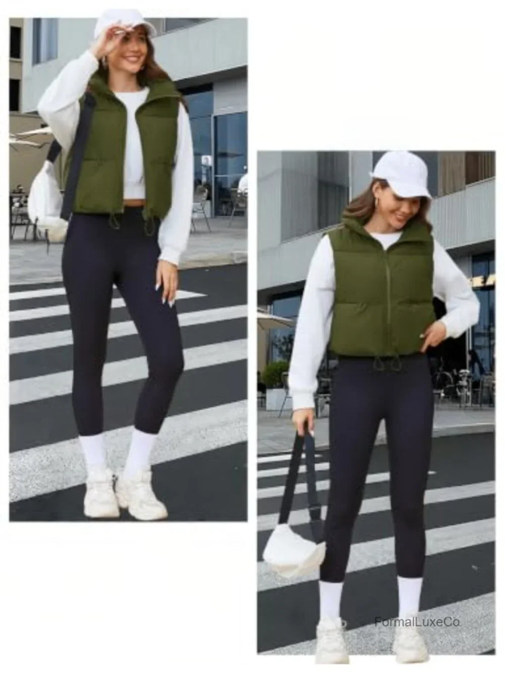 Women's Crop Puffer Vest Lightweight Insulated Padded Zip Up